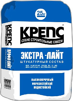 Штукатурный состав Крепс на цементно-известковой основе Крепс Экстра-лайт